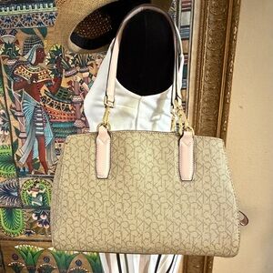 Calvin Klein Tan Monogram Shoulder Bag